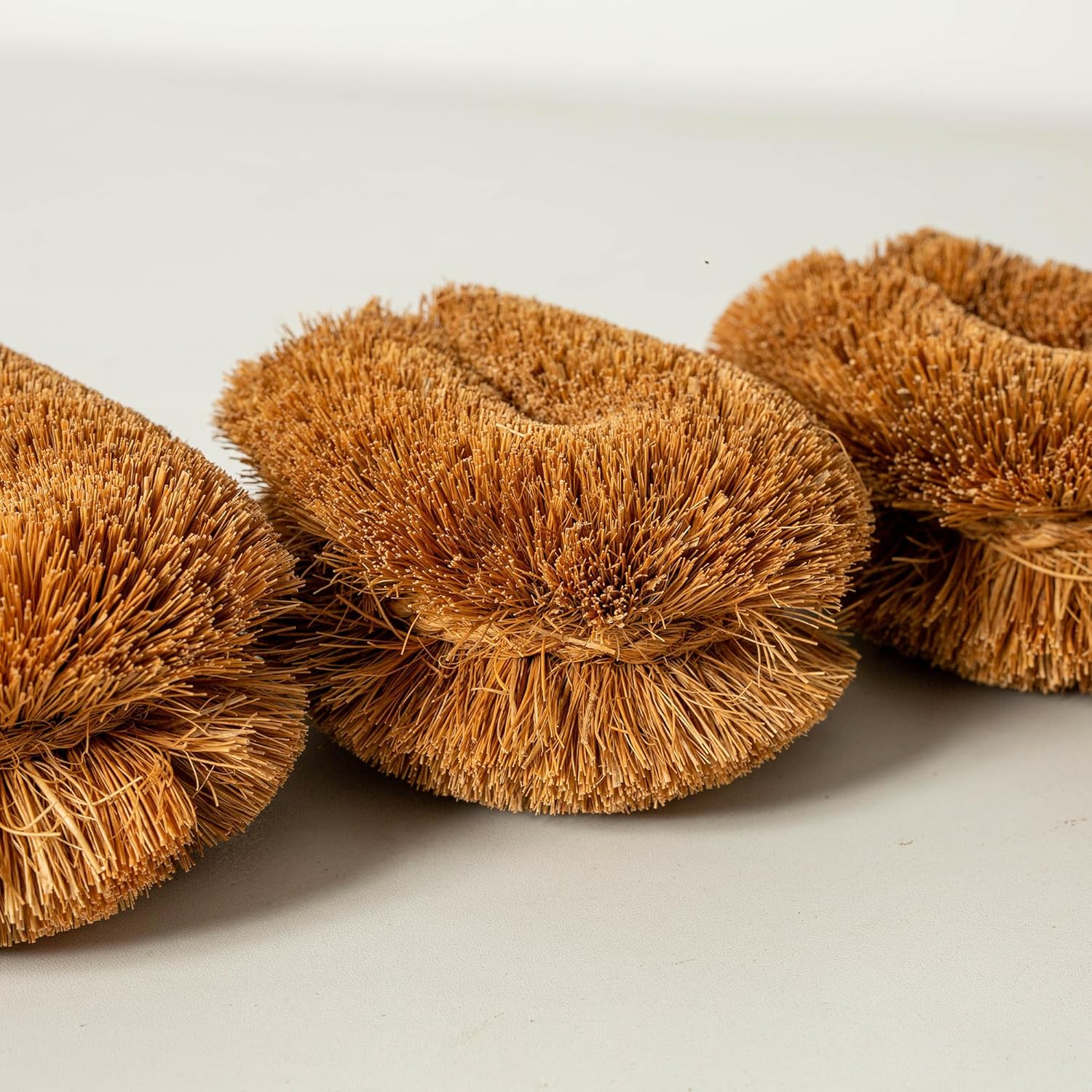 Eco-Friendly 3-Pack of 100 Natural Coconut Coir Kitchen Brushes