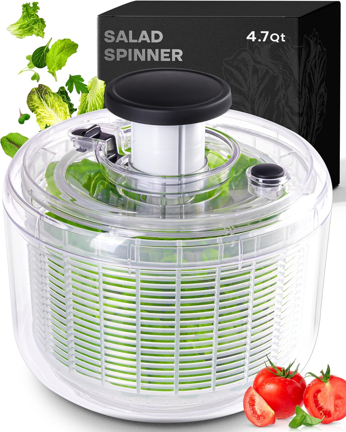 Basswood Pump Salad Spinner with Bowl and Colander - 47 Qt