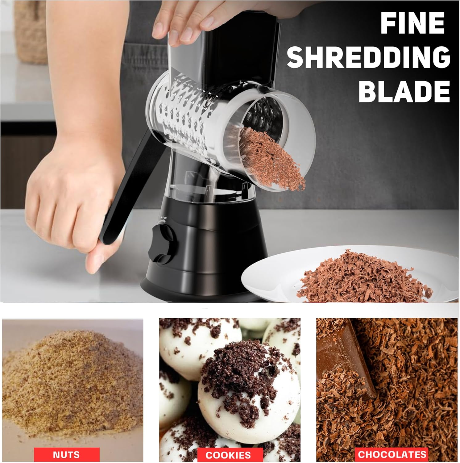 Experience the Convenience of Nonnis Kitchen - 3 Blade Manual Cheese Grater