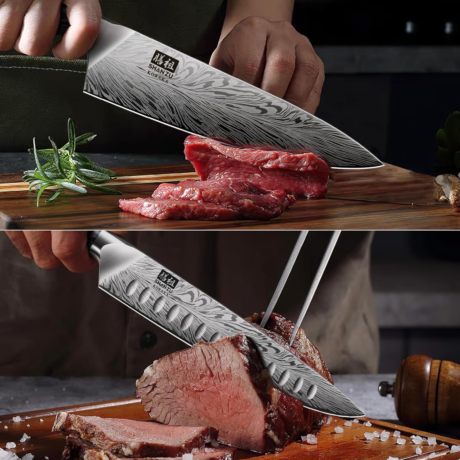 SHAN ZU 7 Piece Kitchen Knife Set with Magnetic Block