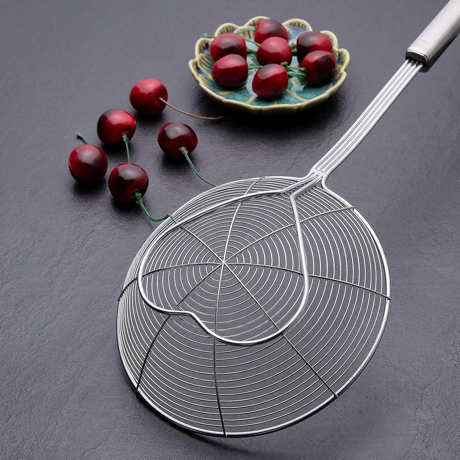 Eisinly Deep Fry Strainer Spoon Stainless Steel Kitchen Tool with Handle