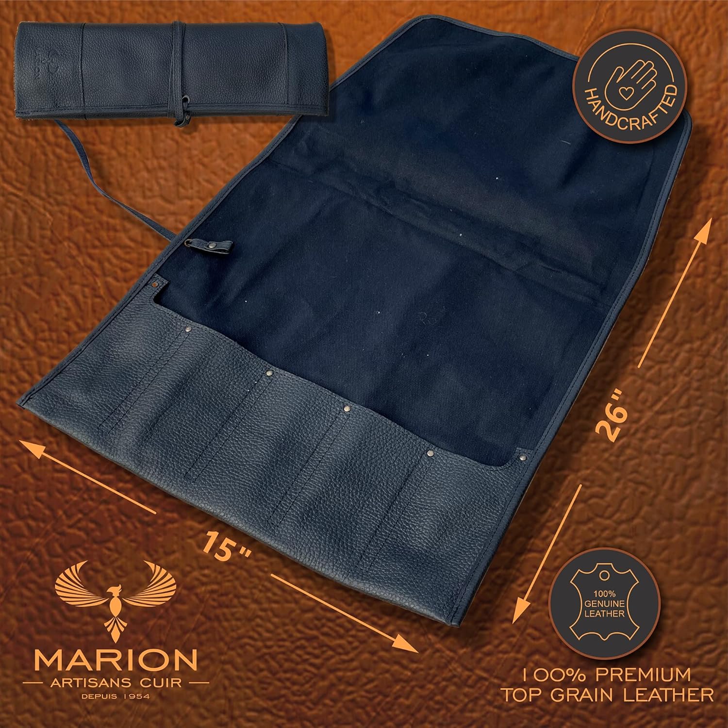 Premium Calf Leather Chefs Knife Storage Roll Bag