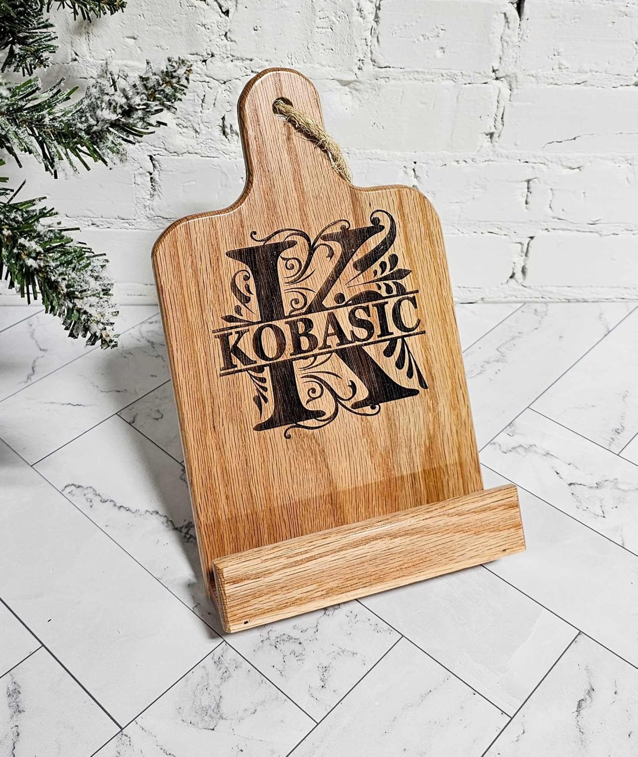 Handmade Personalized Oak Recipe Stand Custom Keyboard for Recipe Storage