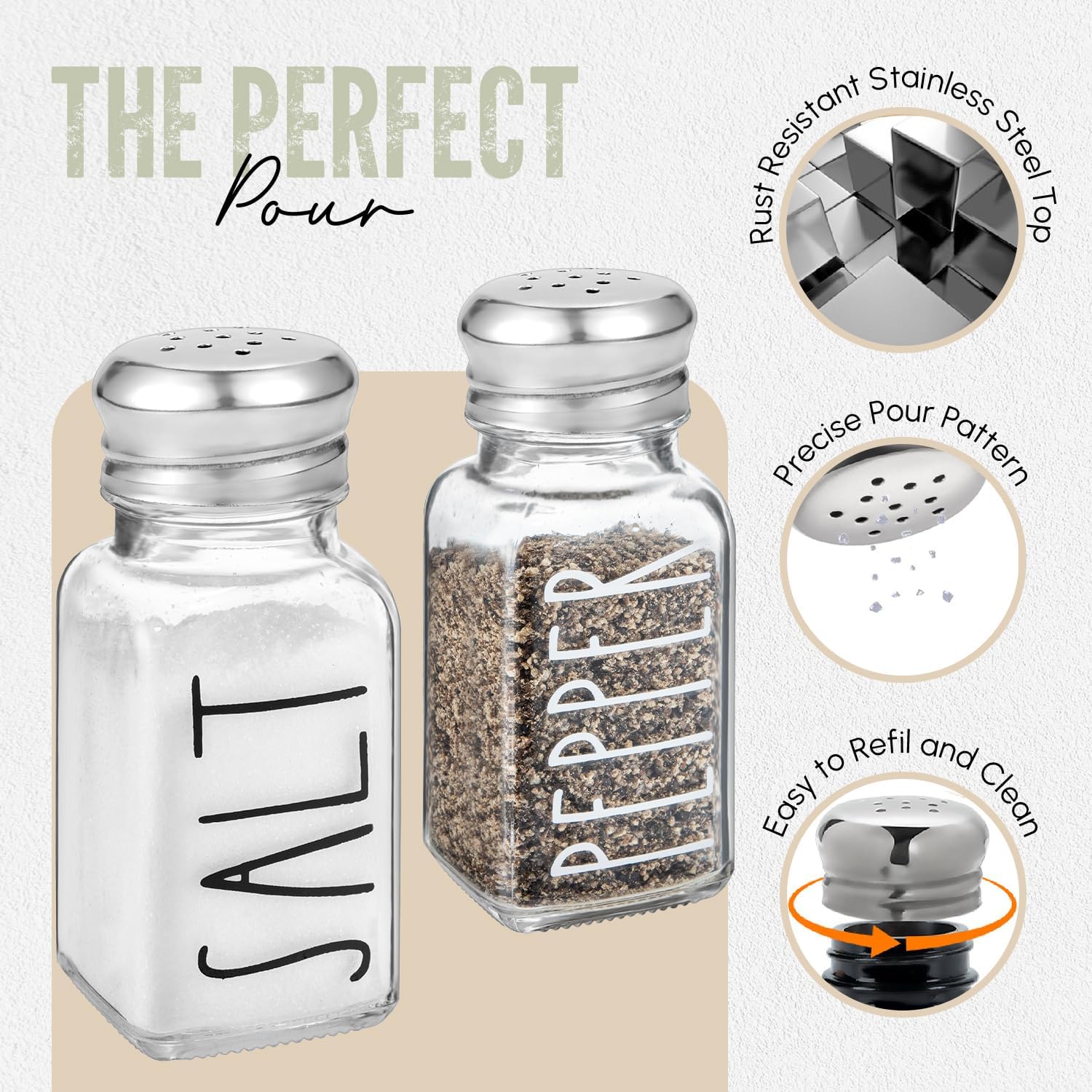 Clear Glass Salt Pepper Shakers Set by Brighter Barns