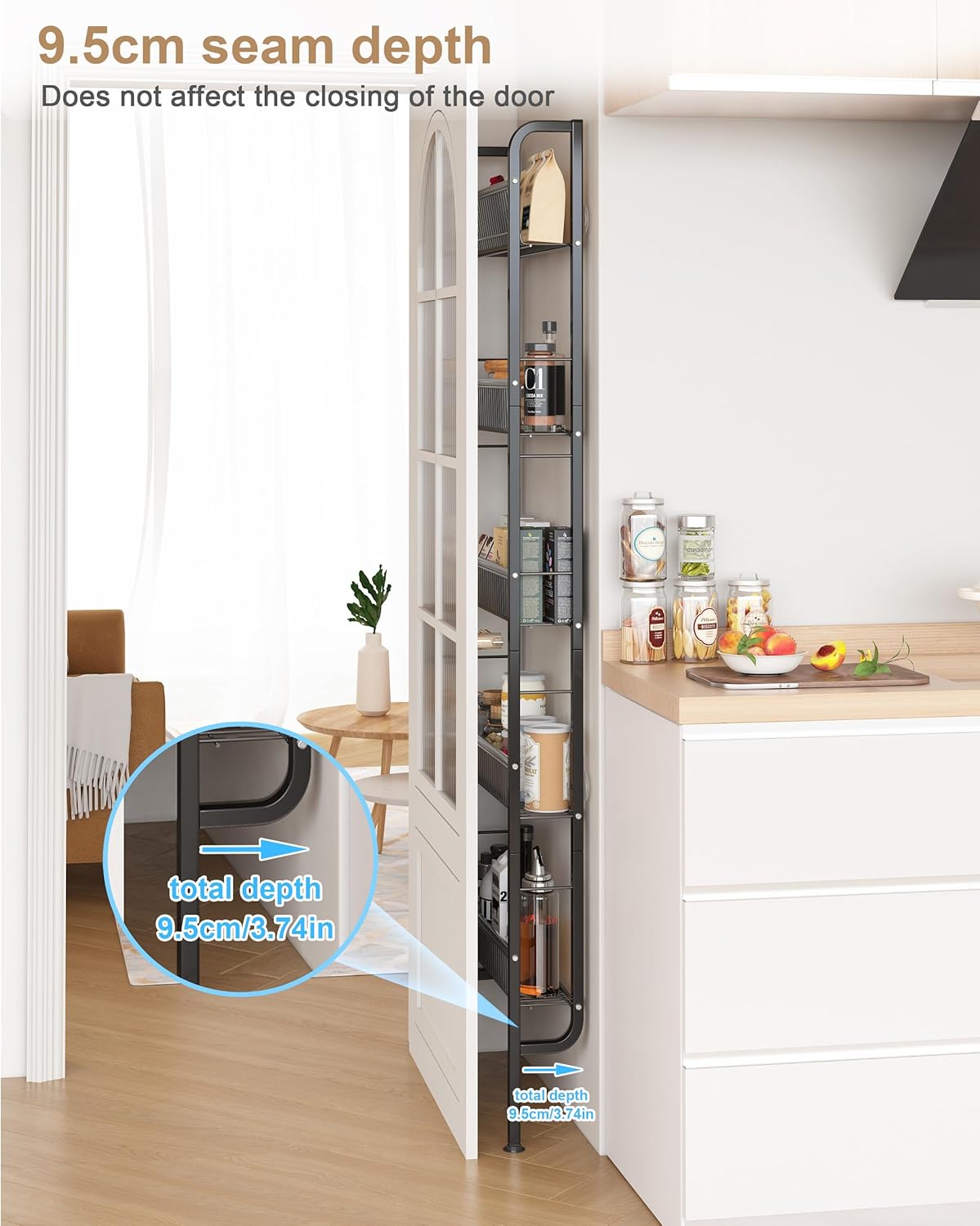 UM DONX 5-Tier Narrow Bathroom Shelf Black