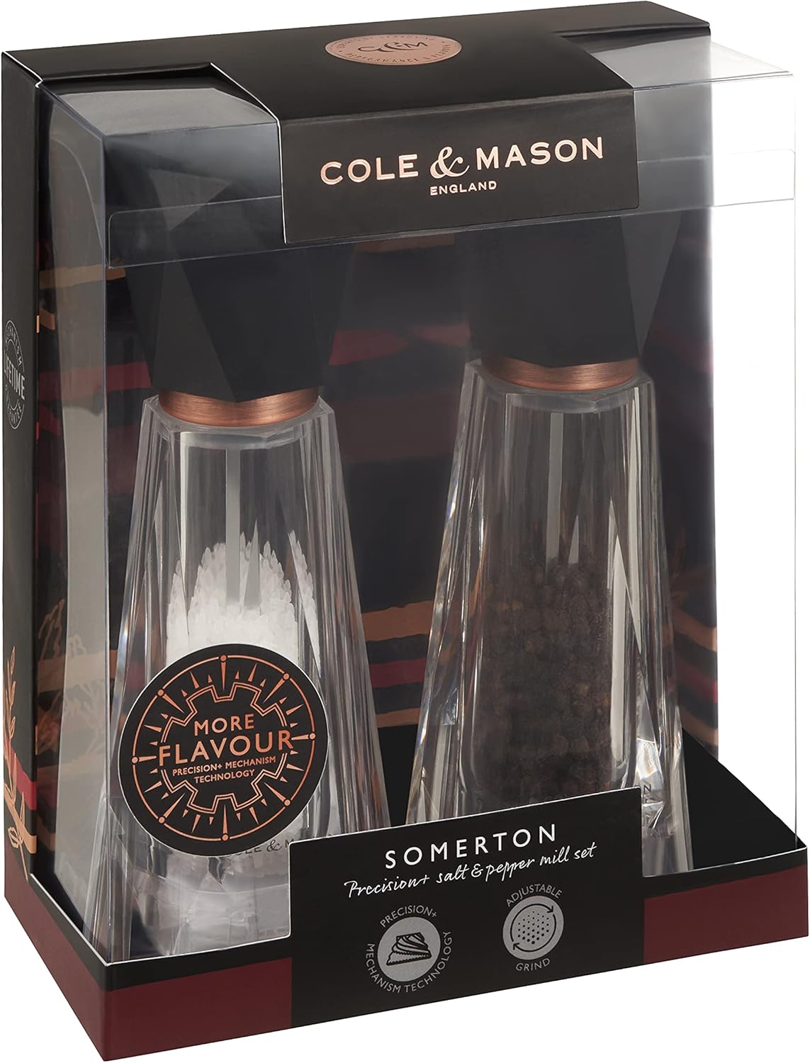 Cole Mason Somerton antique Salt and Pepper Mills Set - Copper