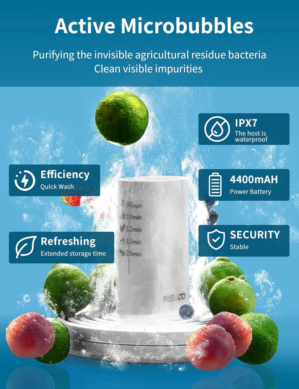 Fruit and Vegetable Portable Washer Ionic PurificationTechnology