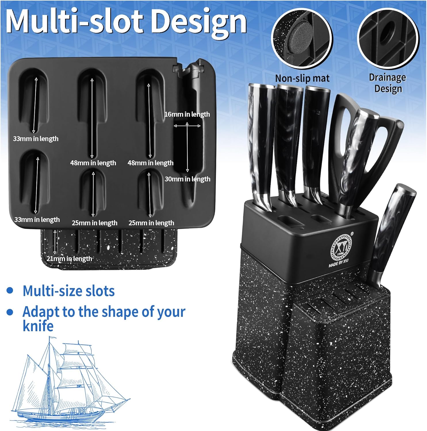 XYJ Knife BlockMove Your Kitchen clutter with this Multi-Purpose Holder Stand