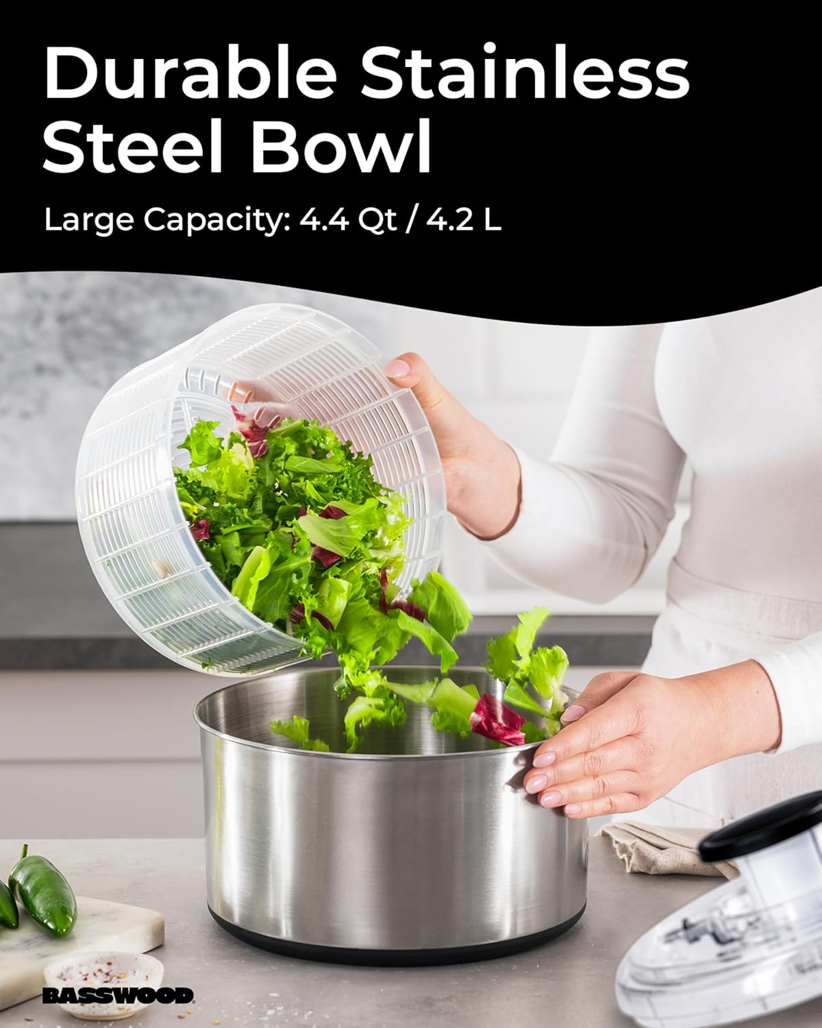 Stainless Steel Pump Salad Spinner