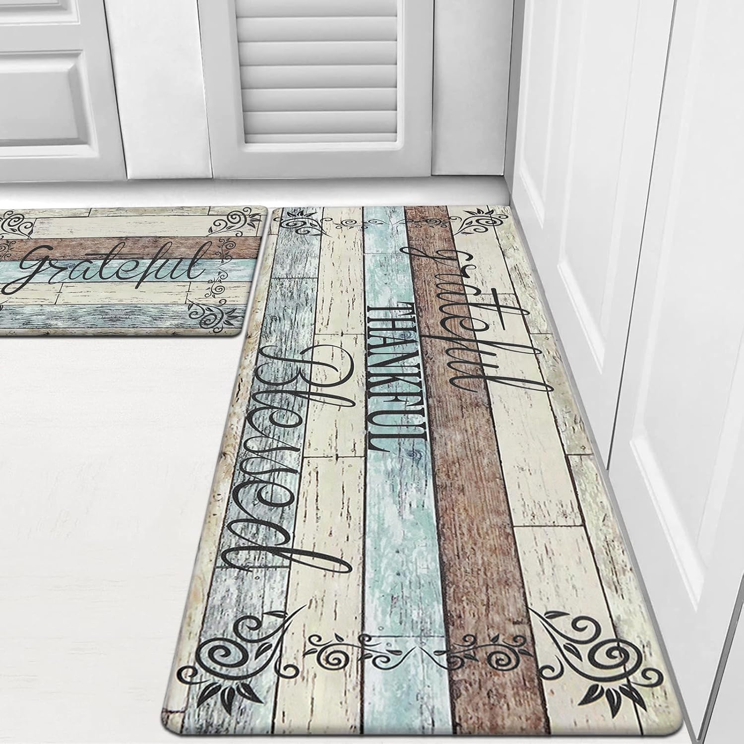 Comfort Non-Slip Kitchen Mat Set for Standing DeskFarmhouse Style