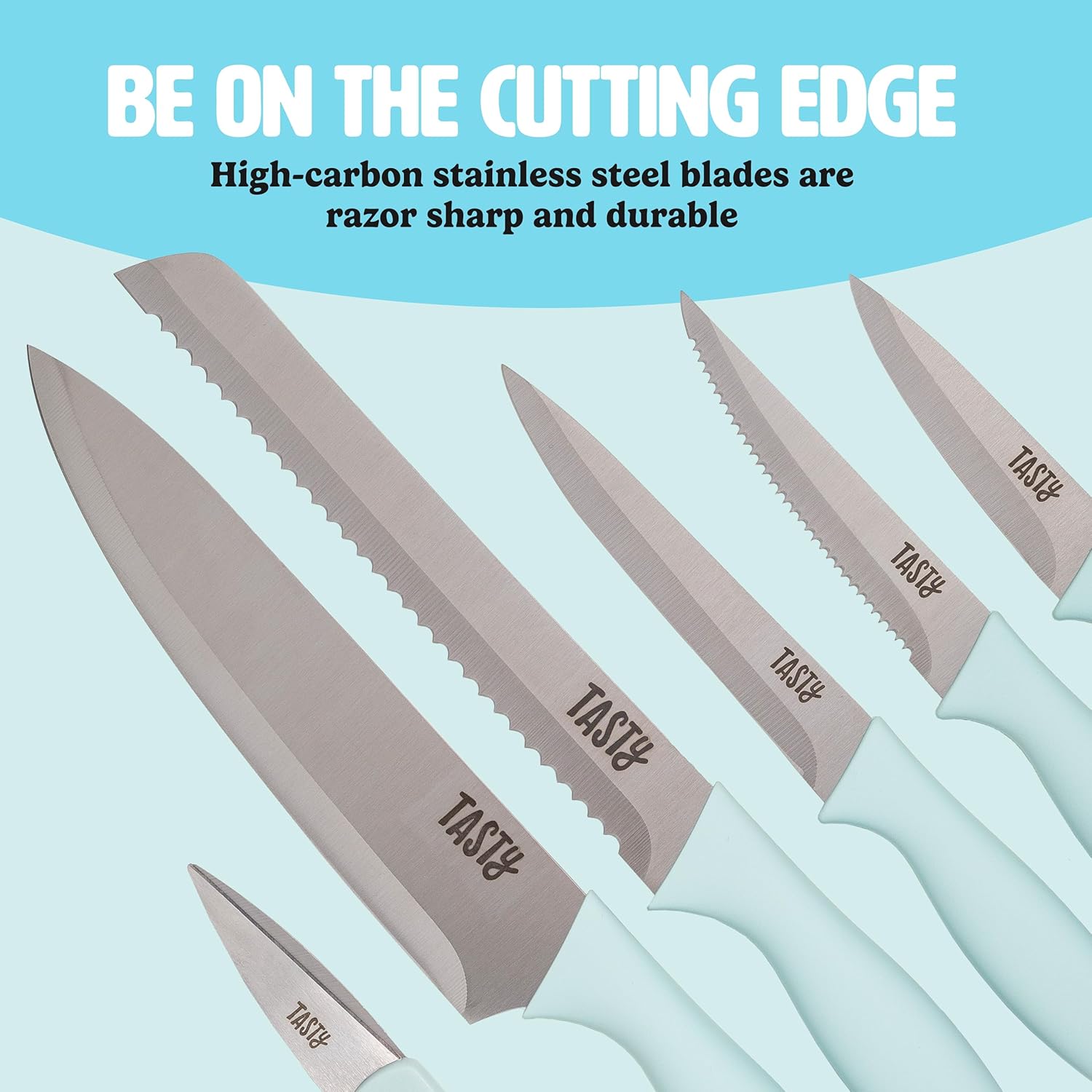 Tasty Kitchen Knife Set with Block 10-Piece Aqua