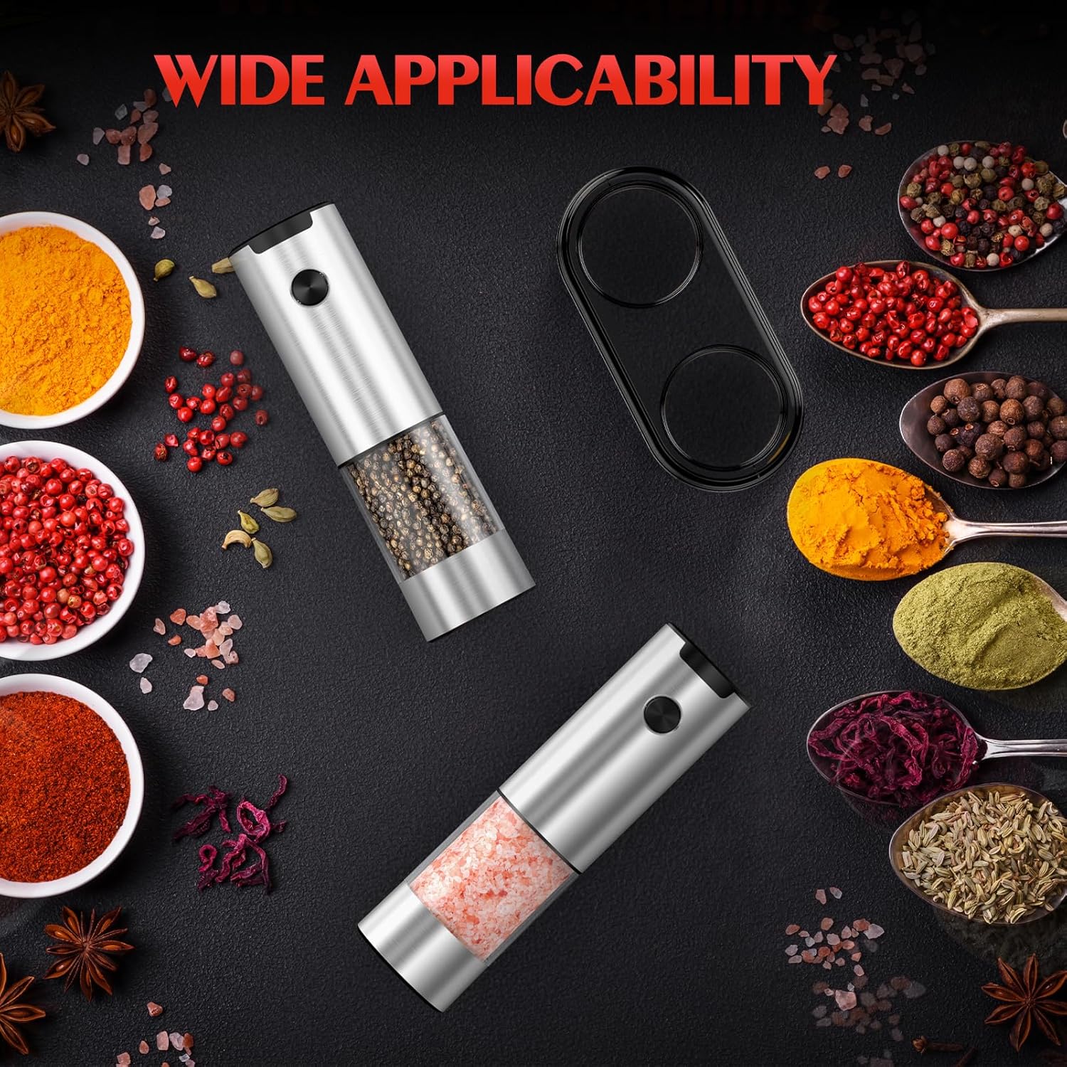 Adjustable Battery-Operated Salt Pepper Mill Set