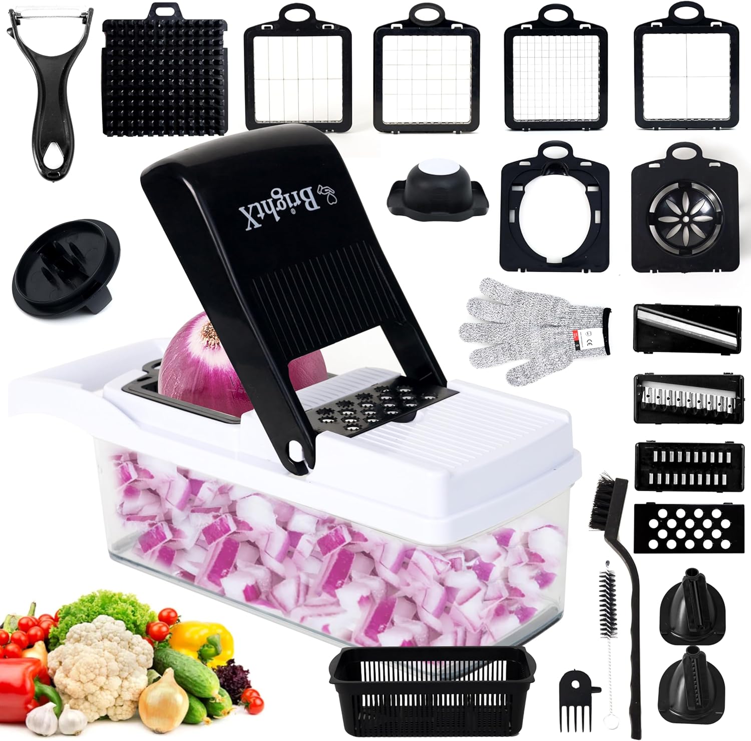 BrightX Multifunctional Vegetable Chopper with Container