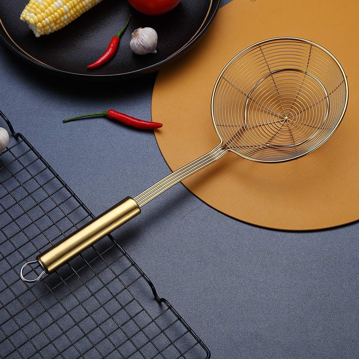 Gold Strainer - Stainless Steel Ti-Plated Kitchen Skimmer