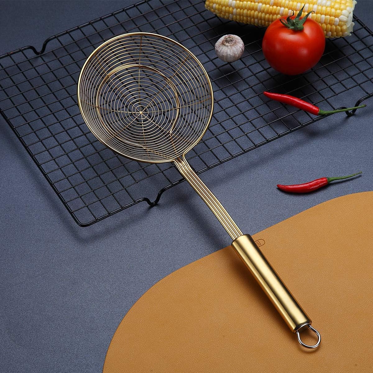 Gold Strainer - Stainless Steel Ti-Plated Kitchen Skimmer