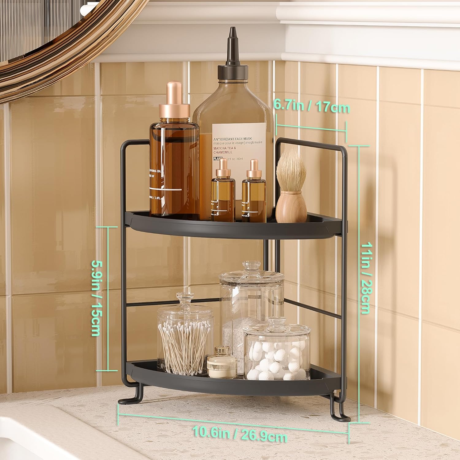 2 Tier Corner Organizer Bathroom Storage Solution