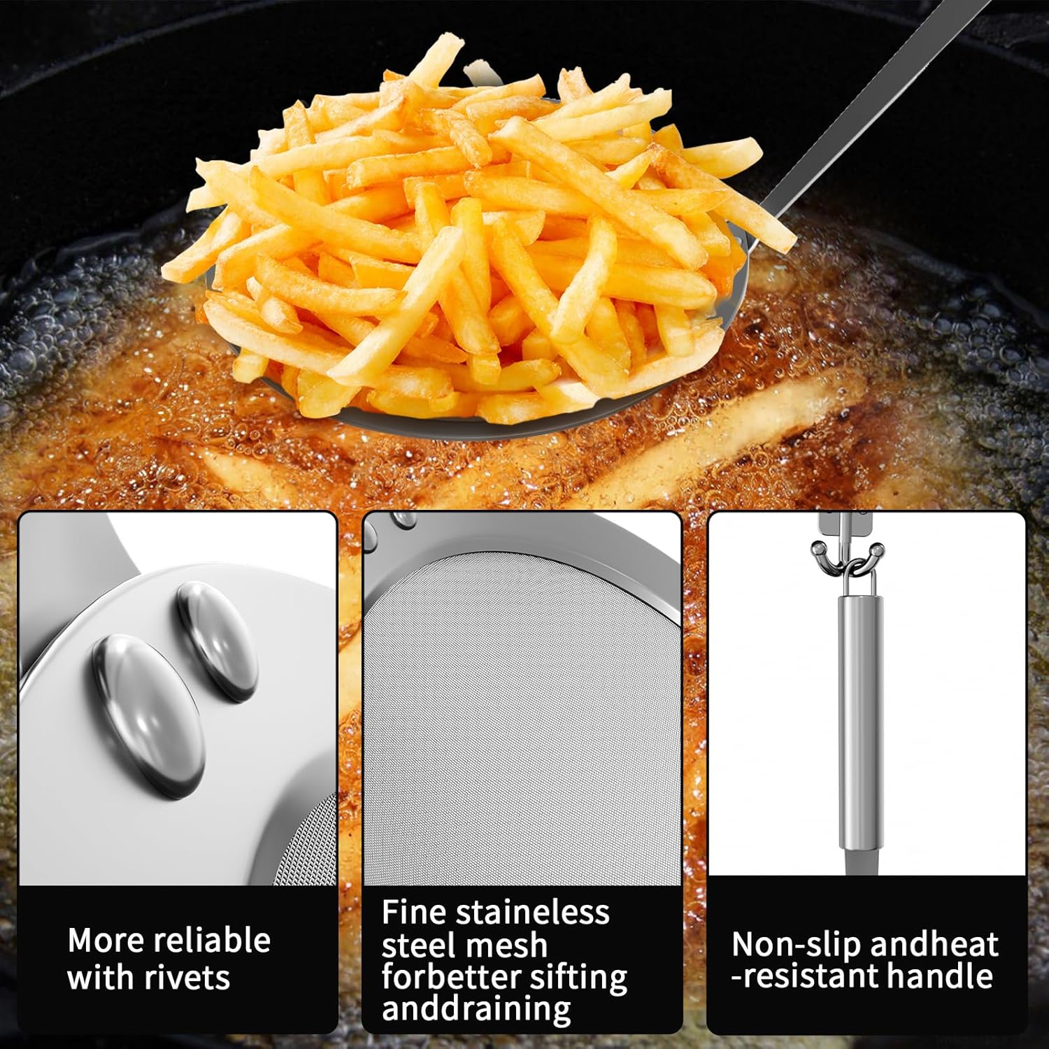 Newness Professional 304 Stainless Steel Skimmer Spoon Set