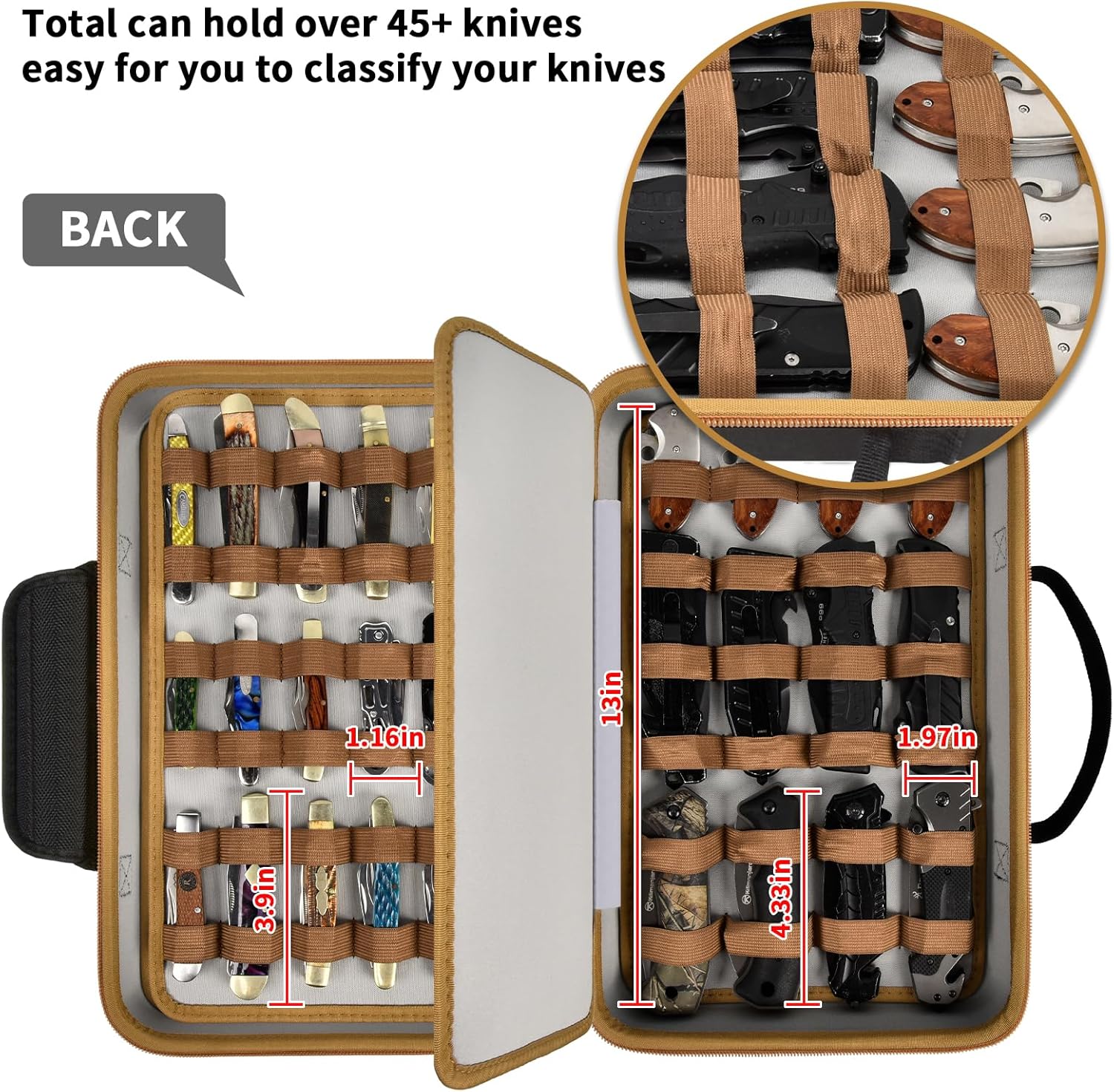 ANKHOHKnife Case for Pocket Knives Brown