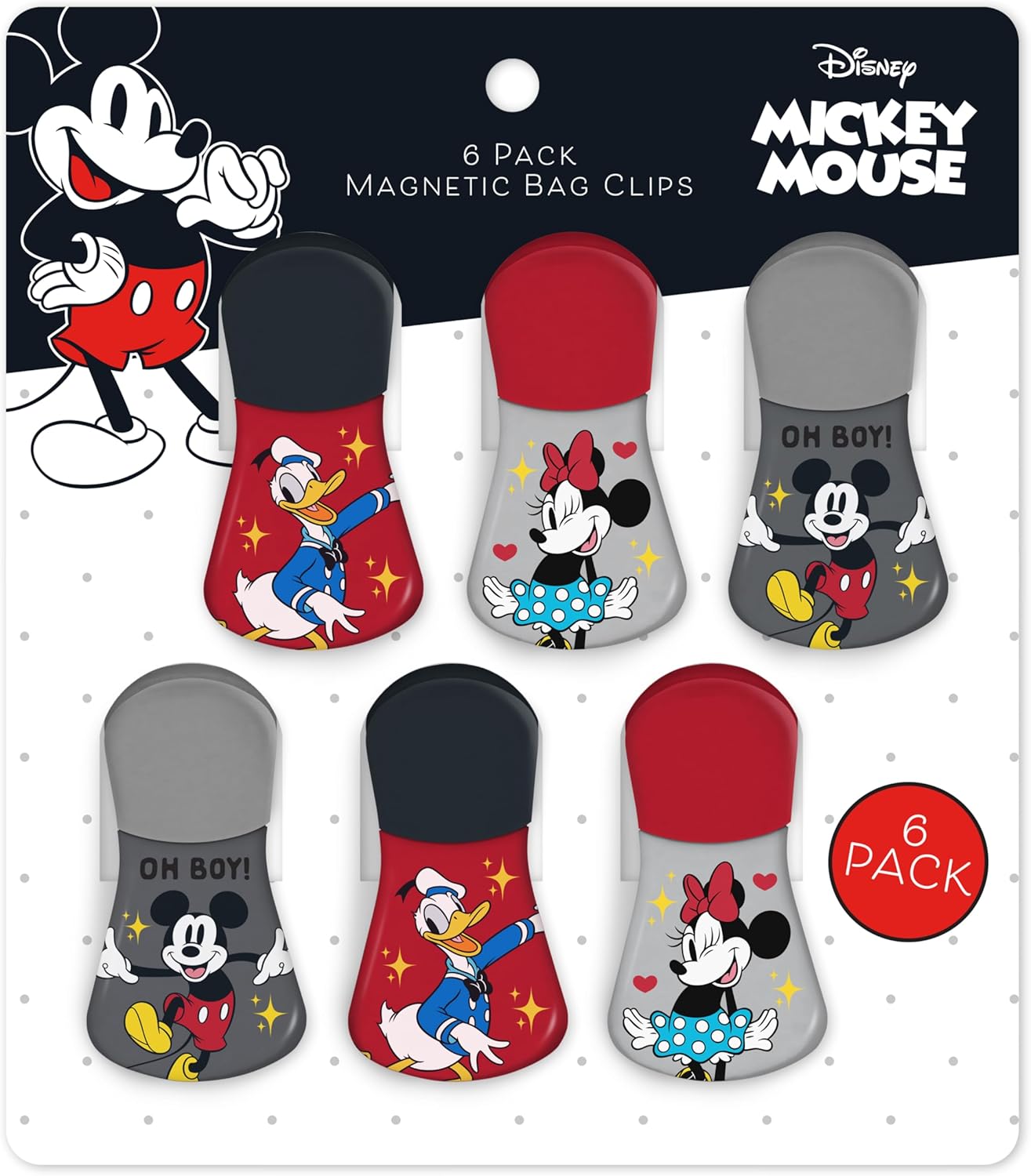 Disney Magnetic Chip Clips 6-Pack Bag Clips for Pantry Fridge