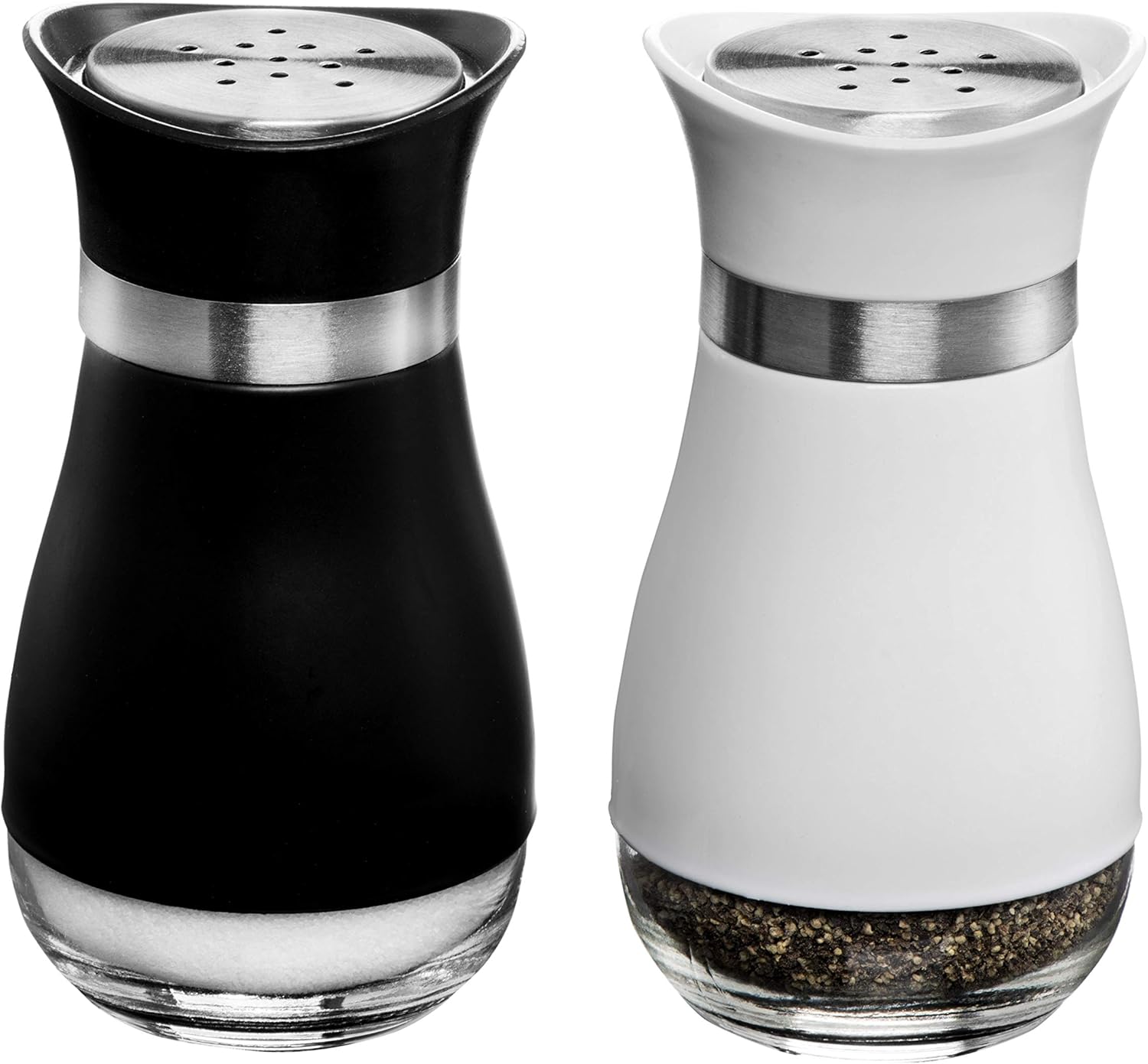MITBAK Salt and Pepper Shakers 2-Pc Set - Elegant Glass Bottom Compact Design