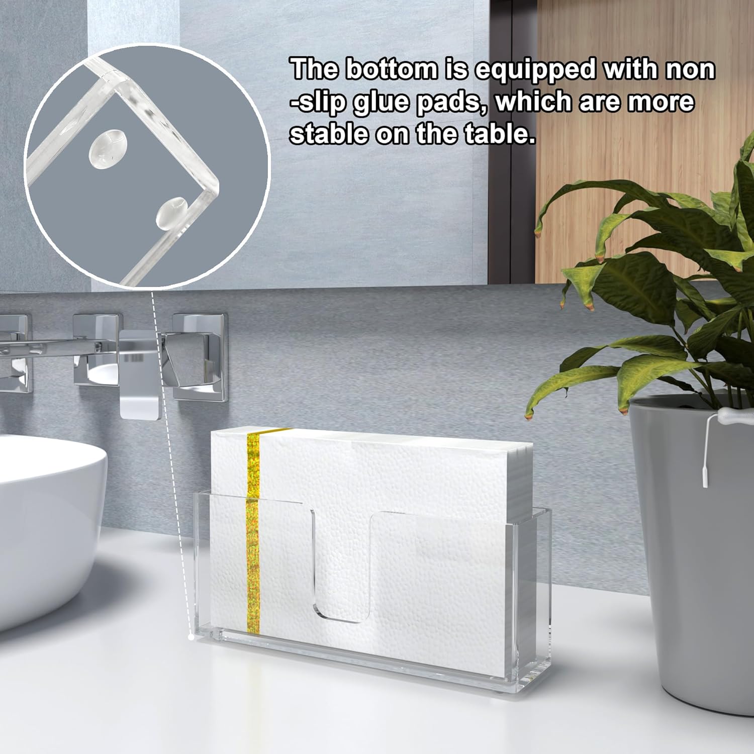 XQIGI Acrylic Napkin Holder - 9 inch Clear Hand Towel Storage Tray