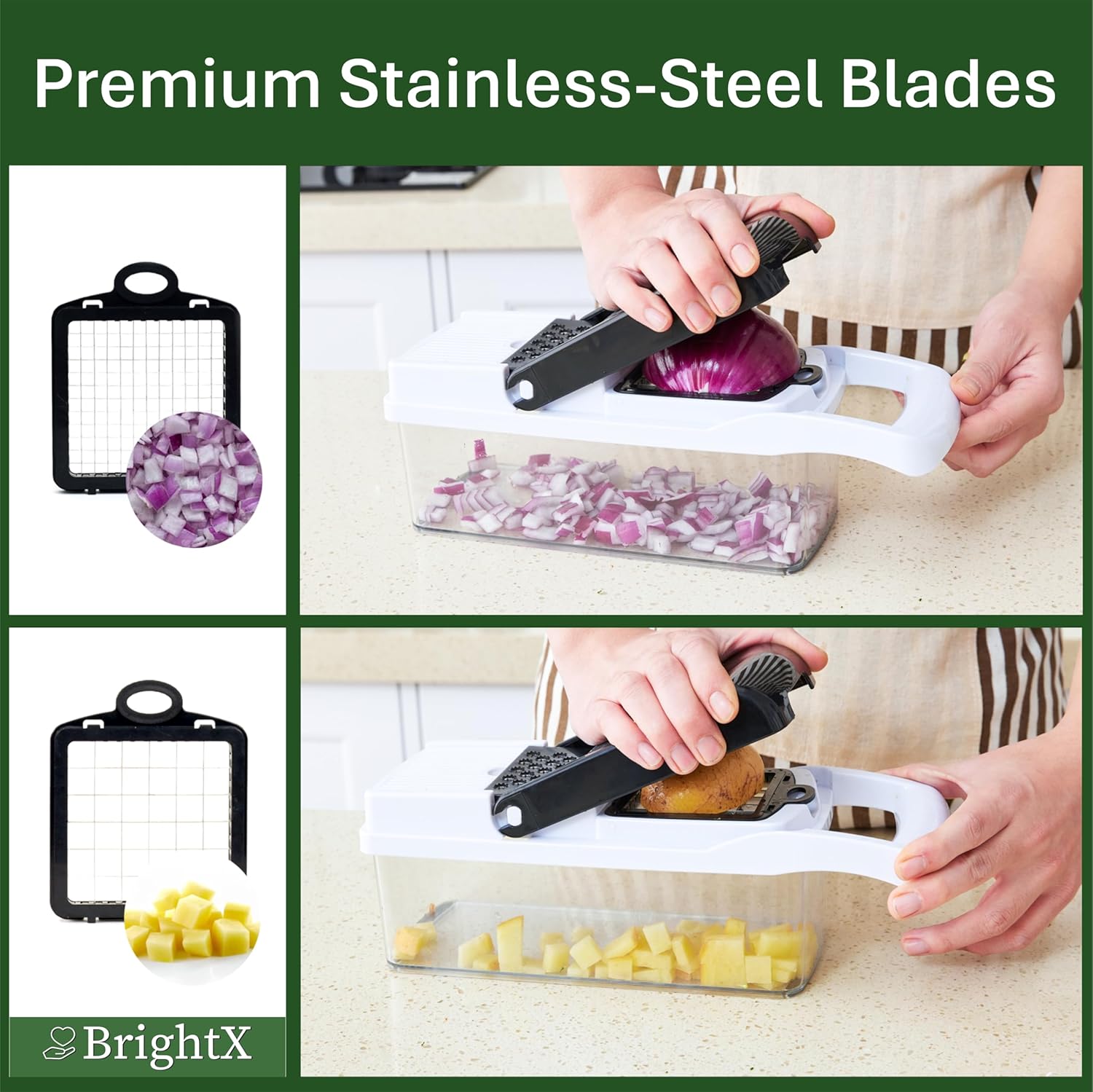 BrightX Multifunctional Vegetable Chopper with Container