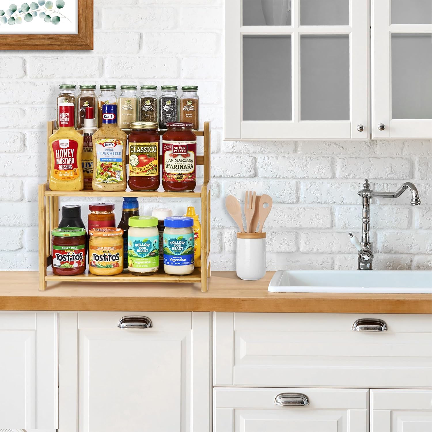 Sorbus 3-Tier Bamboo Spice Storage Organizer