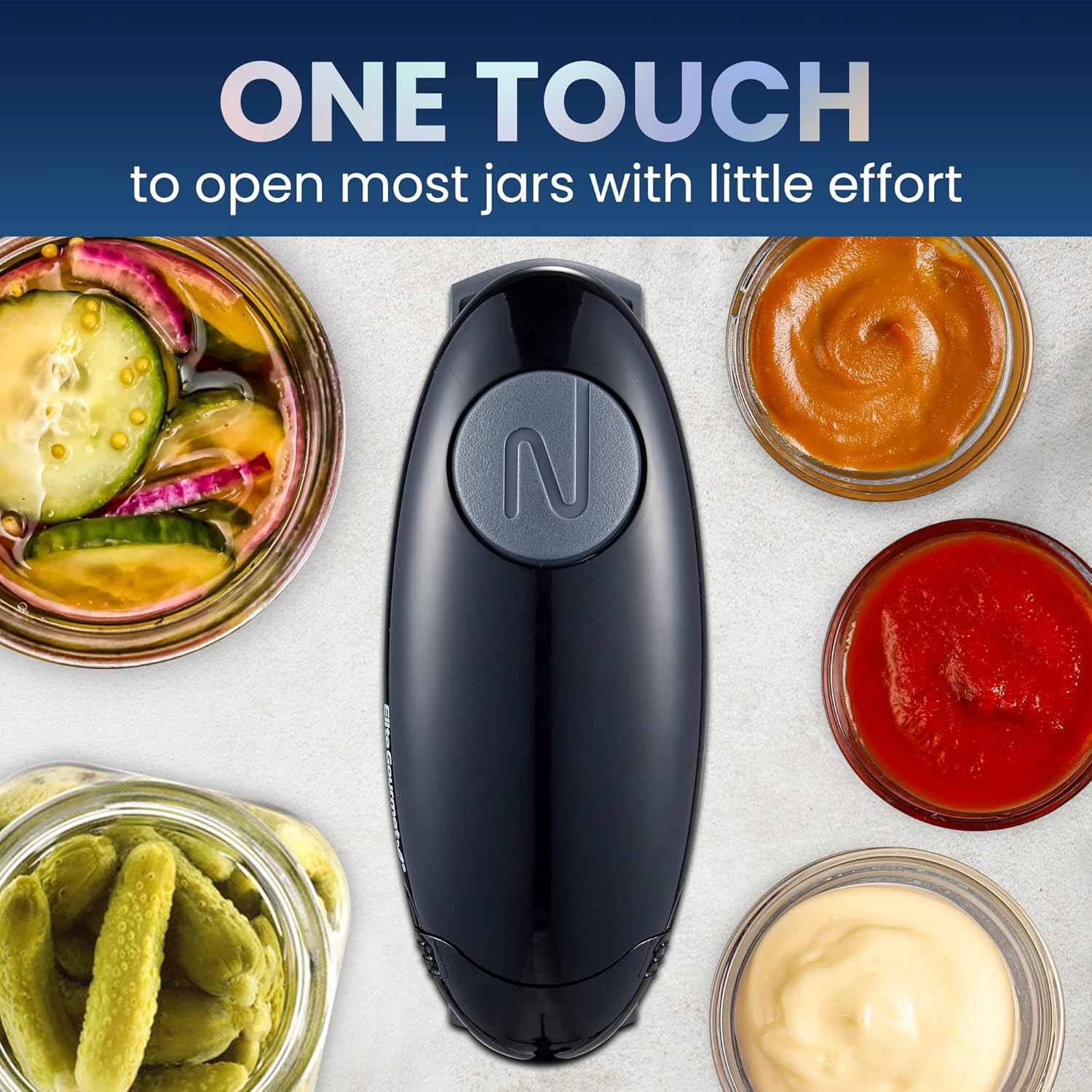 Elite Gourmet EJO800 High Power Torque Automatic Jar Opener BlackGray