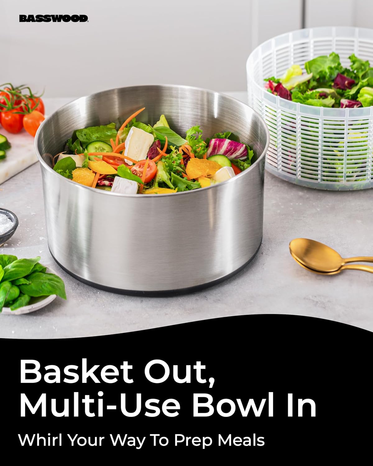 Stainless Steel Pump Salad Spinner