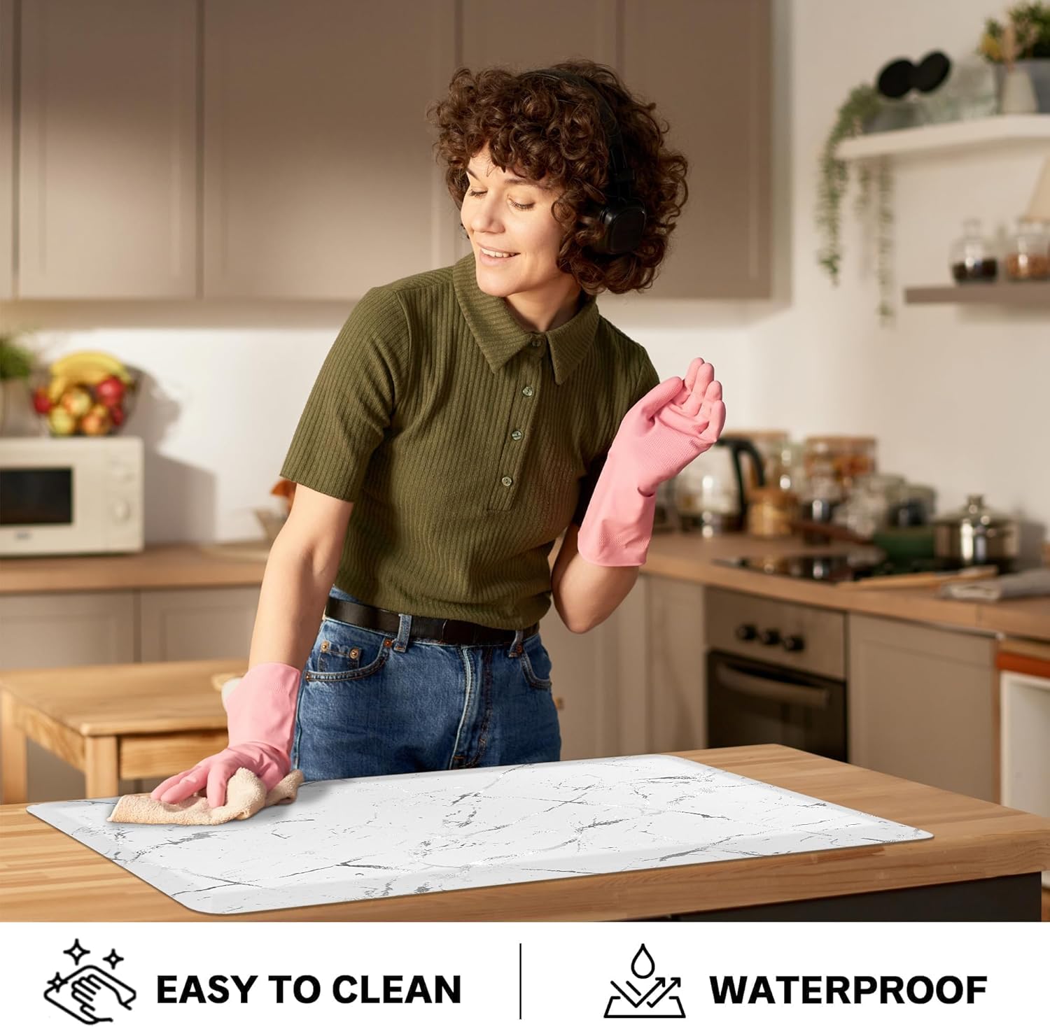 Sturdy Silver Anti-Fatigue Kitchen Mat 173x28 Inch Non-Slip Waterproof Luxurious Surface