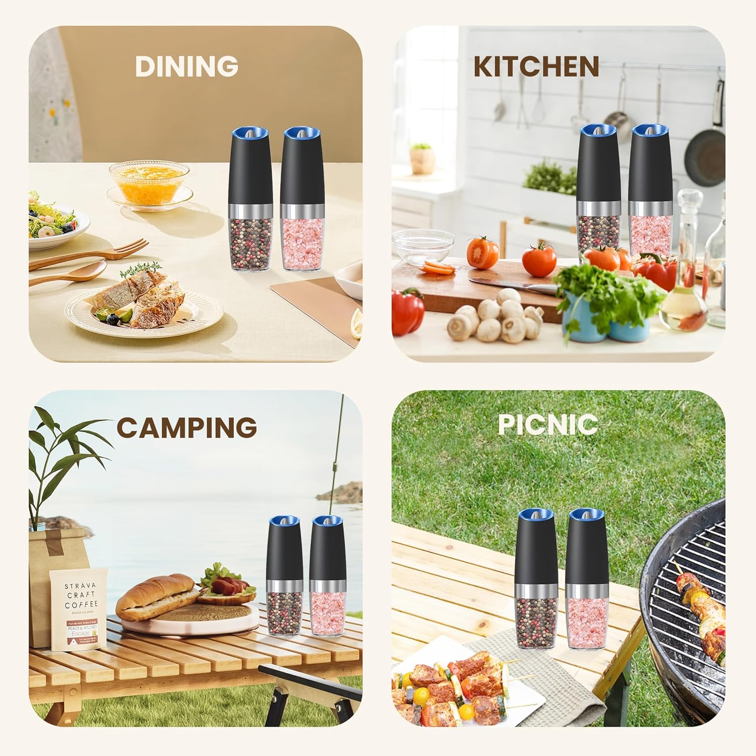 Battery Operated Salt and Pepper Grinder Set