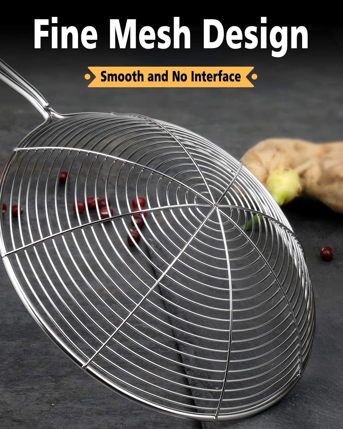 Sturdy Stainless Steel Spider Strainer Set - Easy Cooking Frying Tool