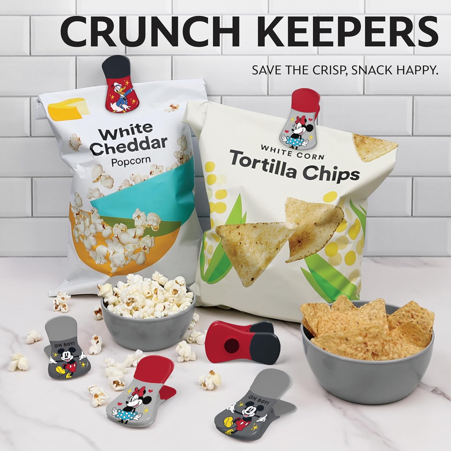 Disney Magnetic Chip Clips 6-Pack Bag Clips for Pantry Fridge