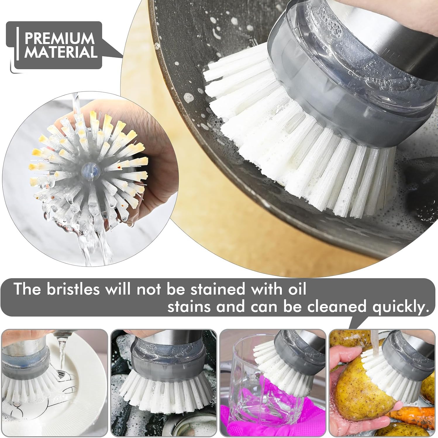 4-Piece Palm Brush Refills for OXO Steel Soap Dispensing Dish Brush