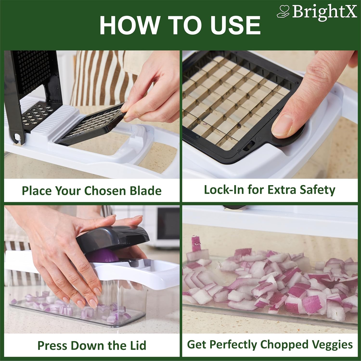 BrightX Multifunctional Vegetable Chopper with Container