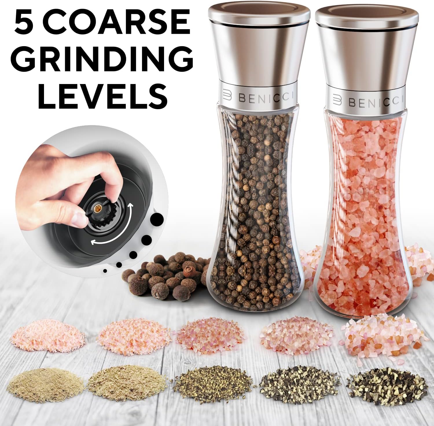 Premium Salt and Pepper Grinder Set of 2