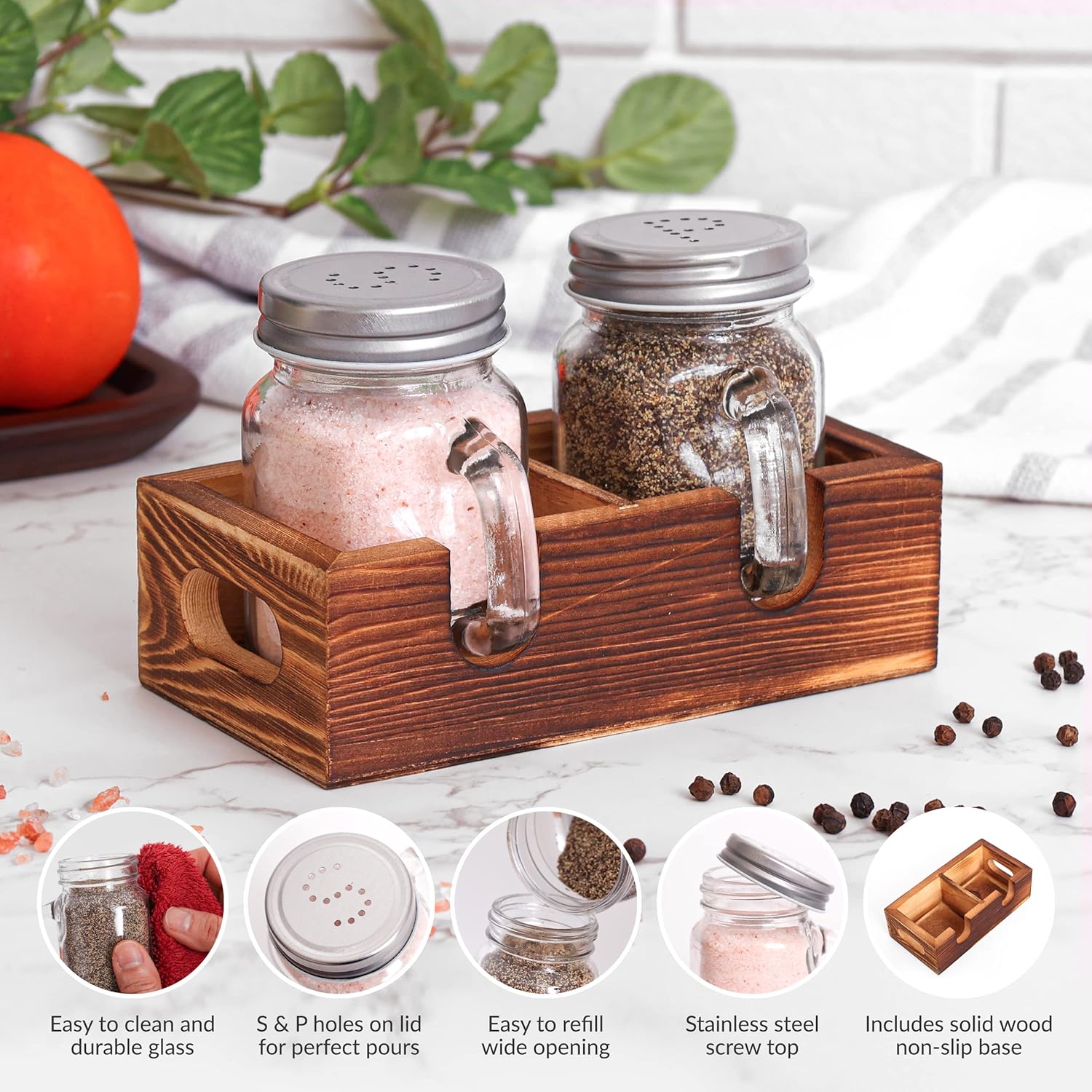 Mason Jar Salt Pepper Shakers Handcrafted Country Kitchen Essentials