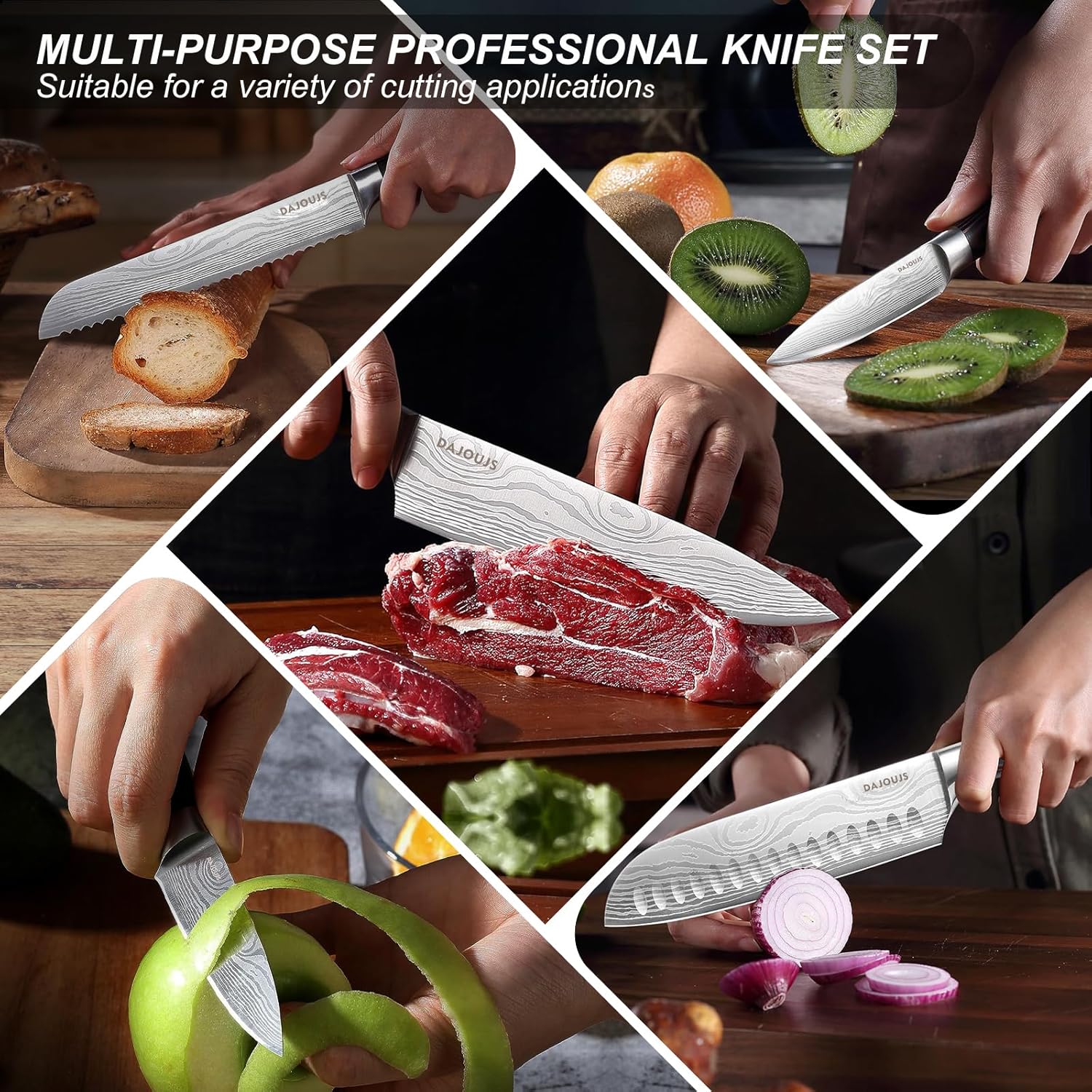 Versatile Kitchen Knife Set with Magnetic Block