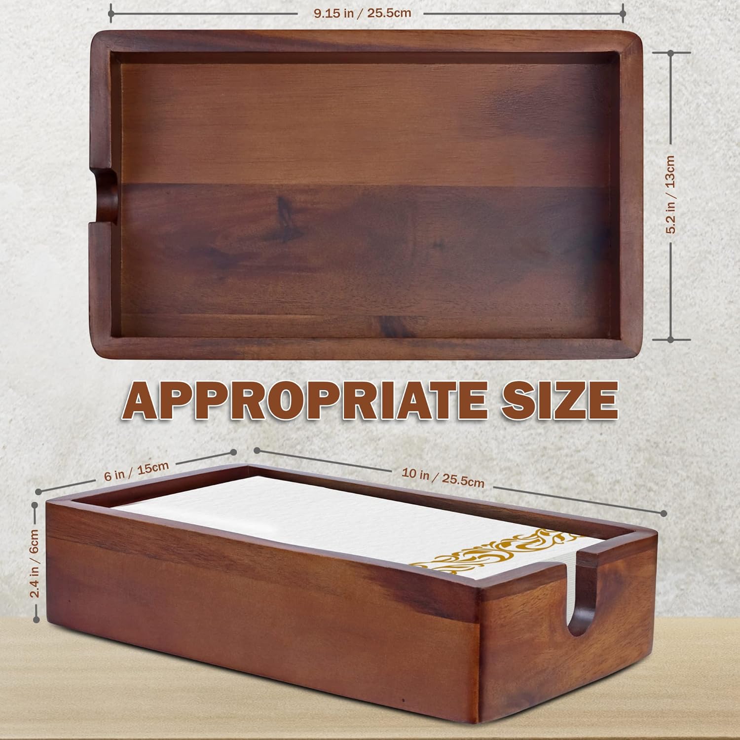 Elegant Acacia Guest Towel Napkin Organizer