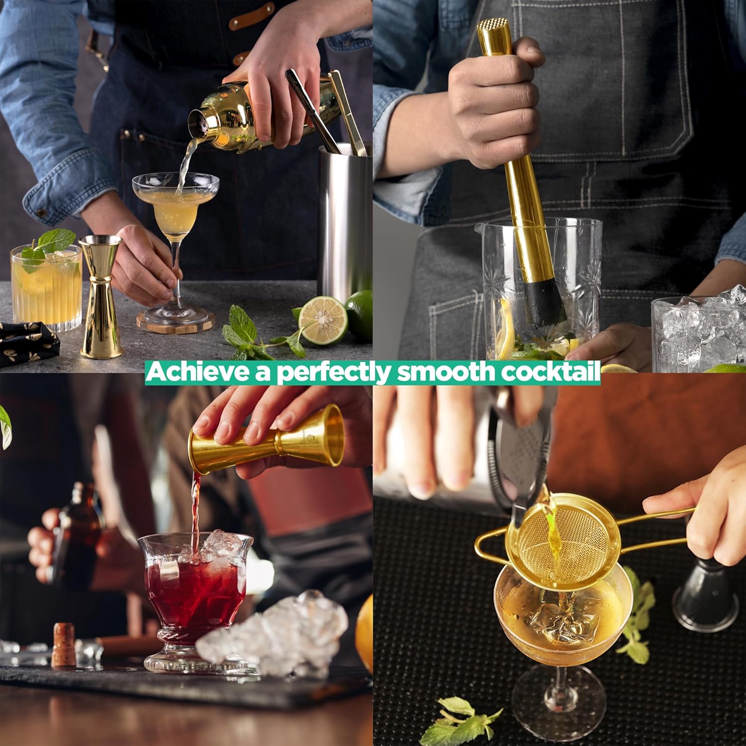 Homestia Gold Cocktail Shaker Set Exclusive Tool Kit