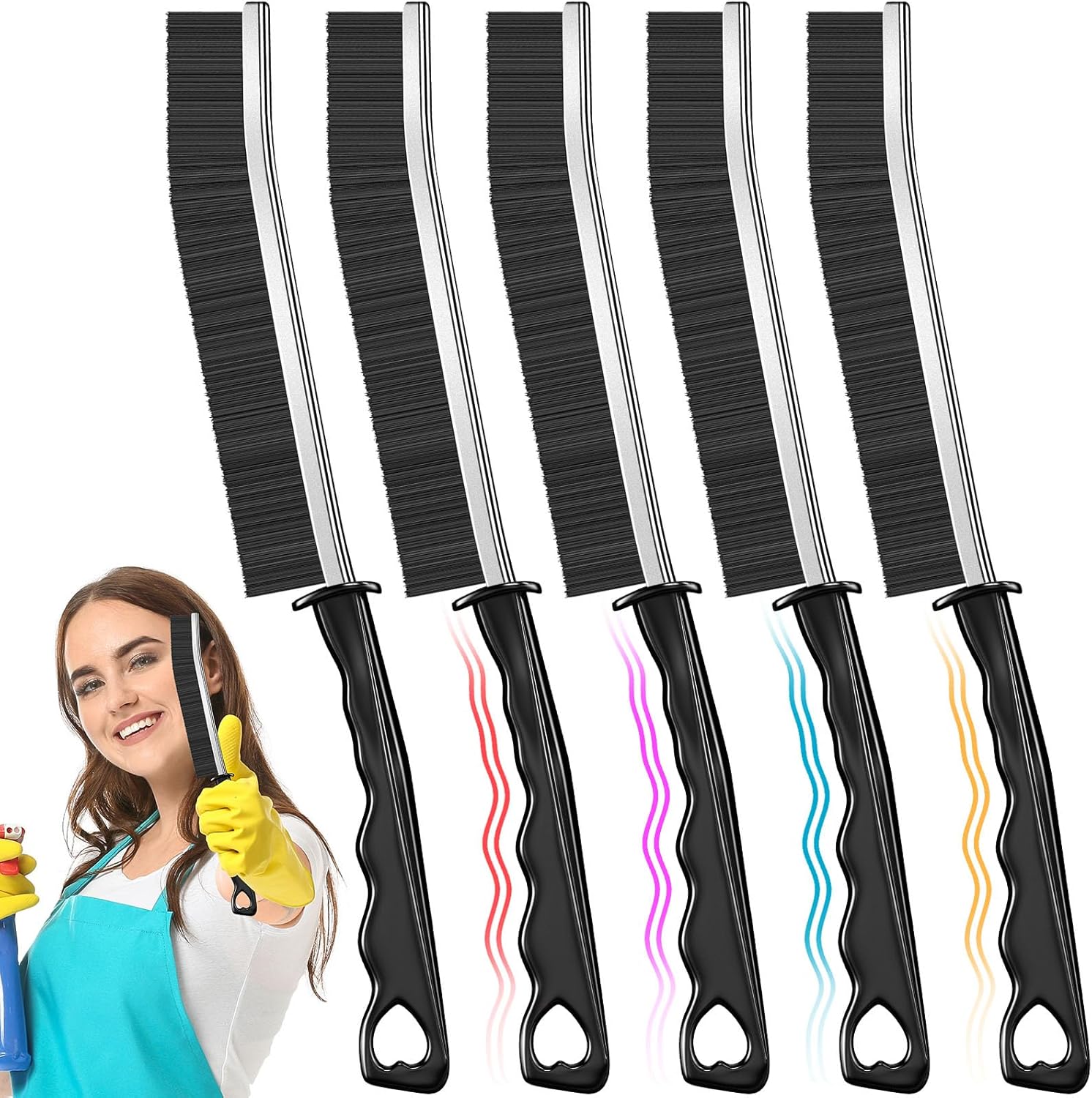 Quilted Hard Bristle Crevice Cleaning Brush for Bathrooms kitchens