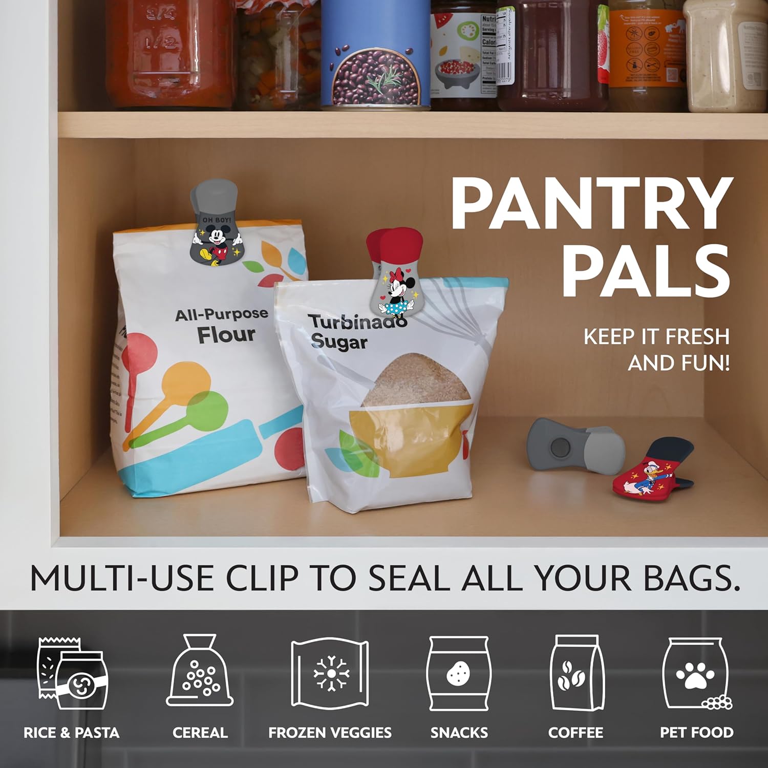 Disney Magnetic Chip Clips 6-Pack Bag Clips for Pantry Fridge