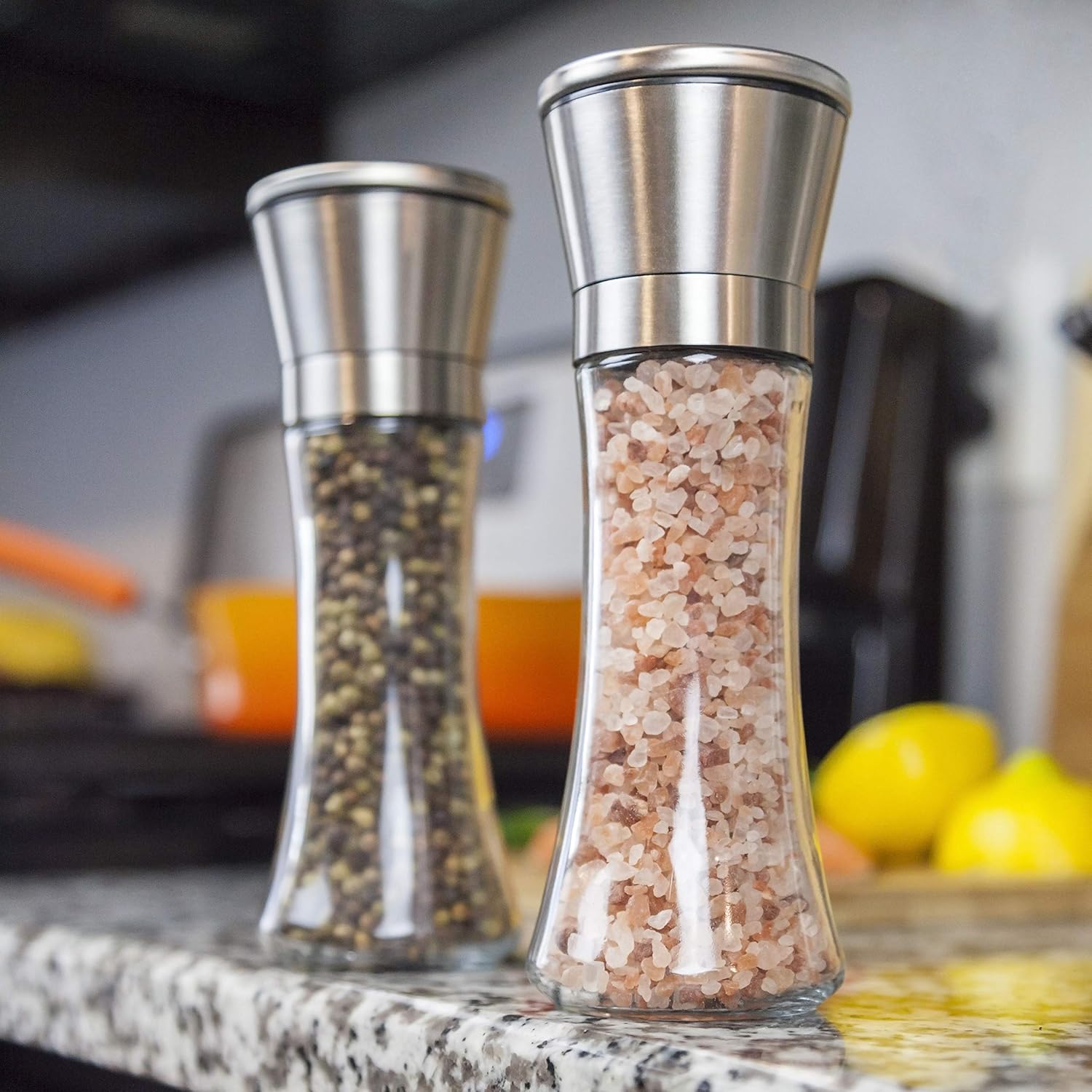 KIBAGA Stainless Steel Salt Pepper Mill Set