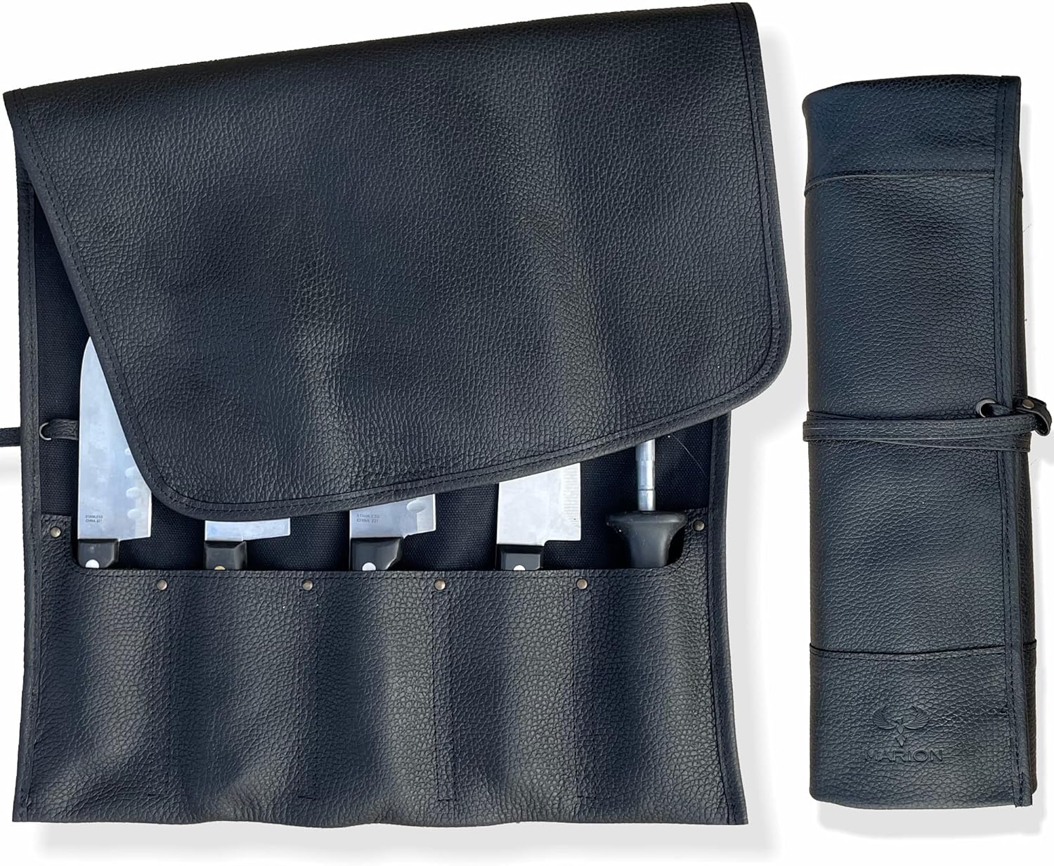 Premium Calf Leather Chefs Knife Storage Roll Bag