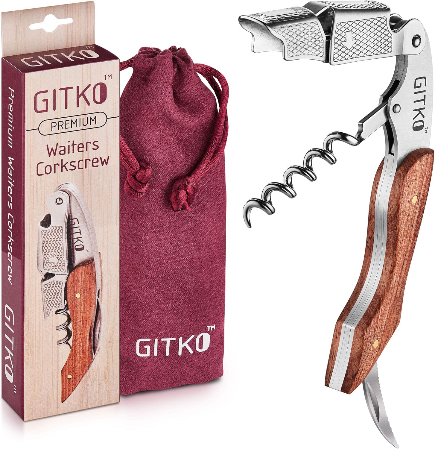 Professional Grade Wine Opener - Rosewood Handle Durable Multi-functional for Professionals Amateurs