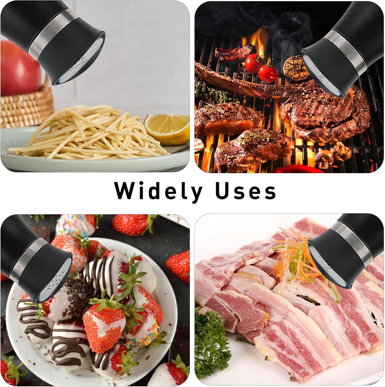 Lonffery Salt Pepper Set Stainless Steel Glass Elegant Design for Daily Use