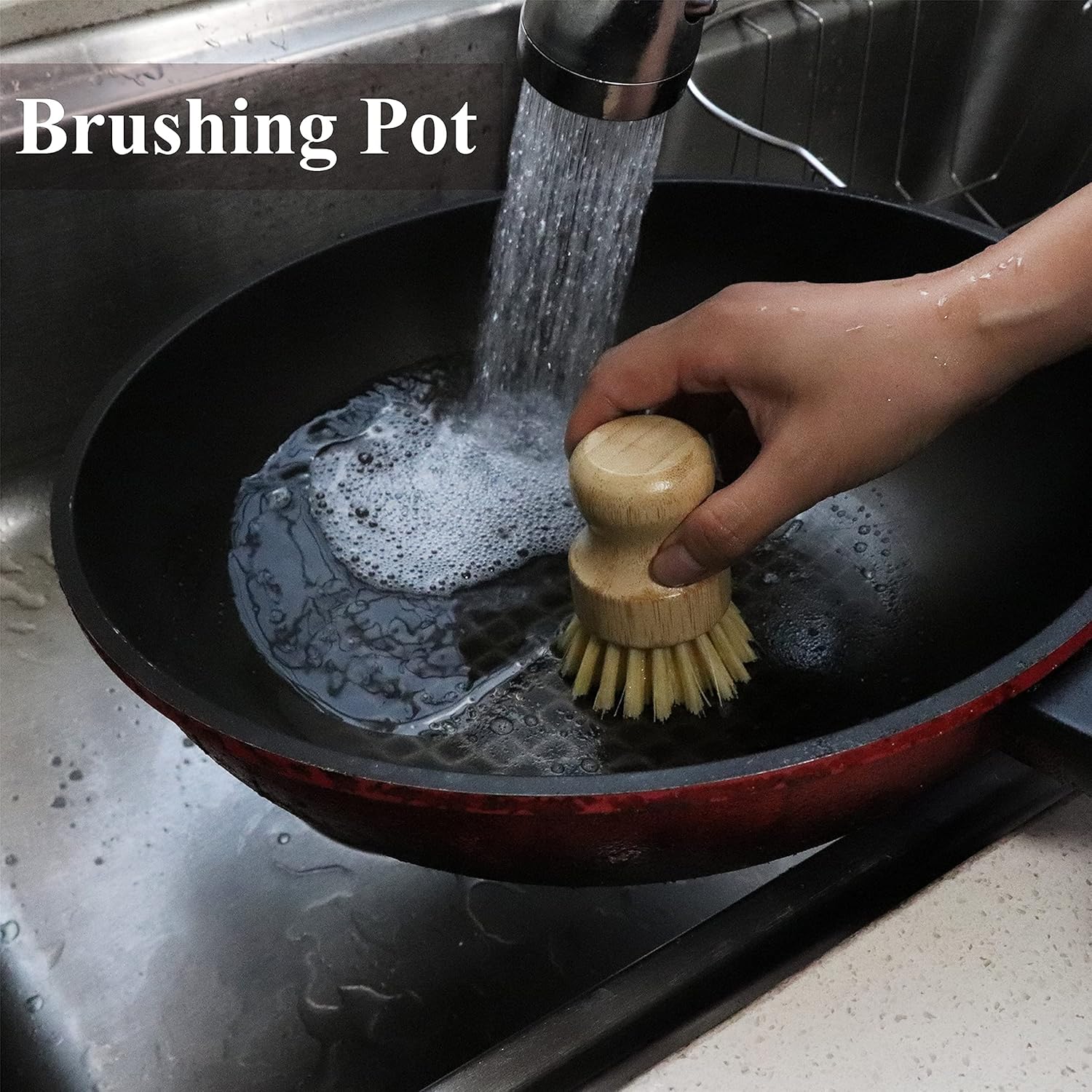 Bamboo Dish Scrub Brush Set for the Perfect Kitchen Helper