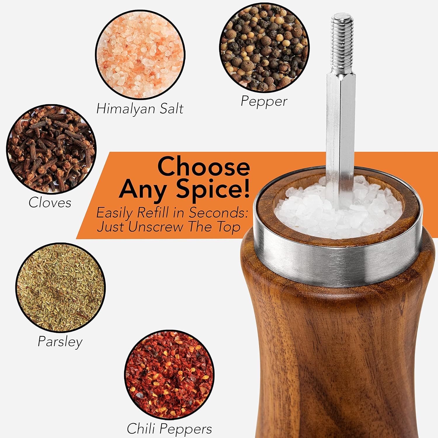 Wooden Salt and Pepper Grinder Set