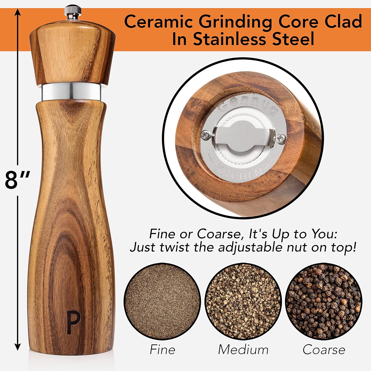 Wooden Salt and Pepper Grinder Set